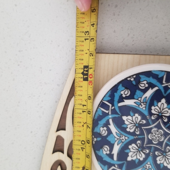 Handmade ceramic and wood serving tray - Picture 5 of 6